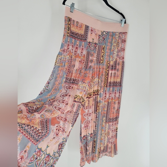 Melissa Paige Boho Paisley‎ Palazzo Wide Leg Pants Size L - Picture 1 of 4